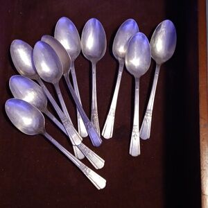 Beautiful silver plated spoons (10) court lrand